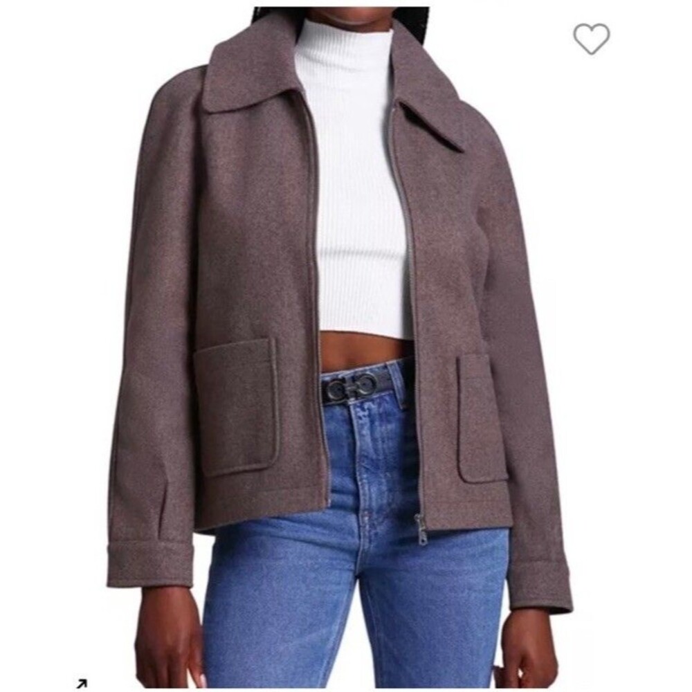 Bagatelle Women’s Cropped  Full Zip Front Jacket Taupe Size L  Casual Neutral
